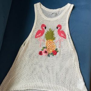 Knit flamingo and pineapple top!